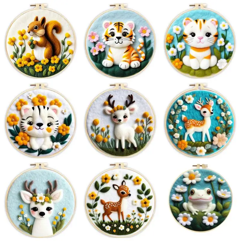 

Набор для вышивания шерстью CHENISTORY: Оригинальный подарок для начинающих, набор для рукоделия с животными узорами, набор для фелтинга, набор для ручной вышивки