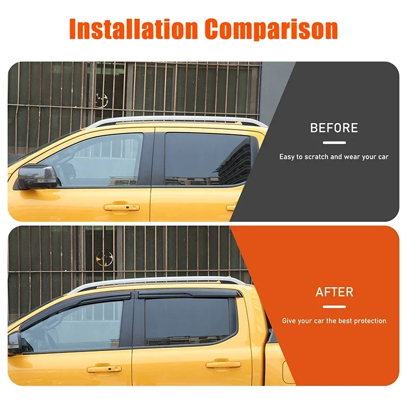 ABS Black For Ford Ranger 2016-2022 Car Styling Wind Shields Sun Rain Guards Side Wind Deflector Car Exterior Accessories
