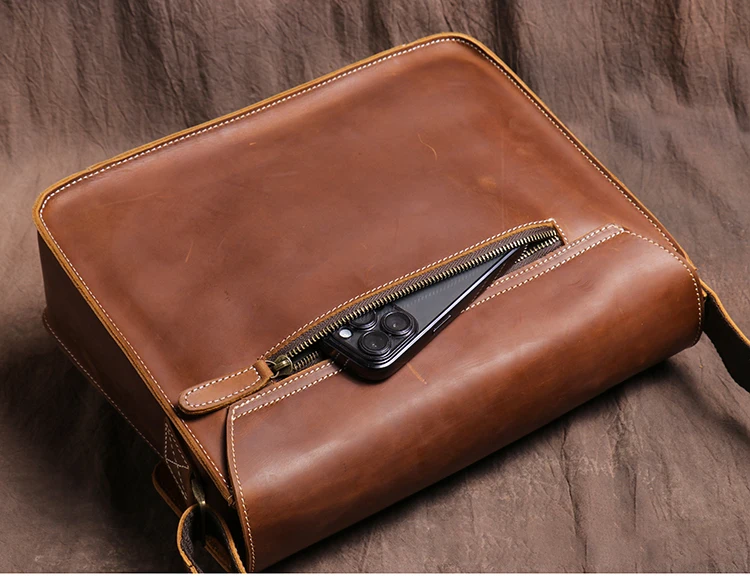 LUOKIR Retro Umhängetasche Crazy Horse Leder Schulter Tasche männer Echte Leder Crossbody Lokomotive Tasche Klassische Cambridge Tasche – Detail 11