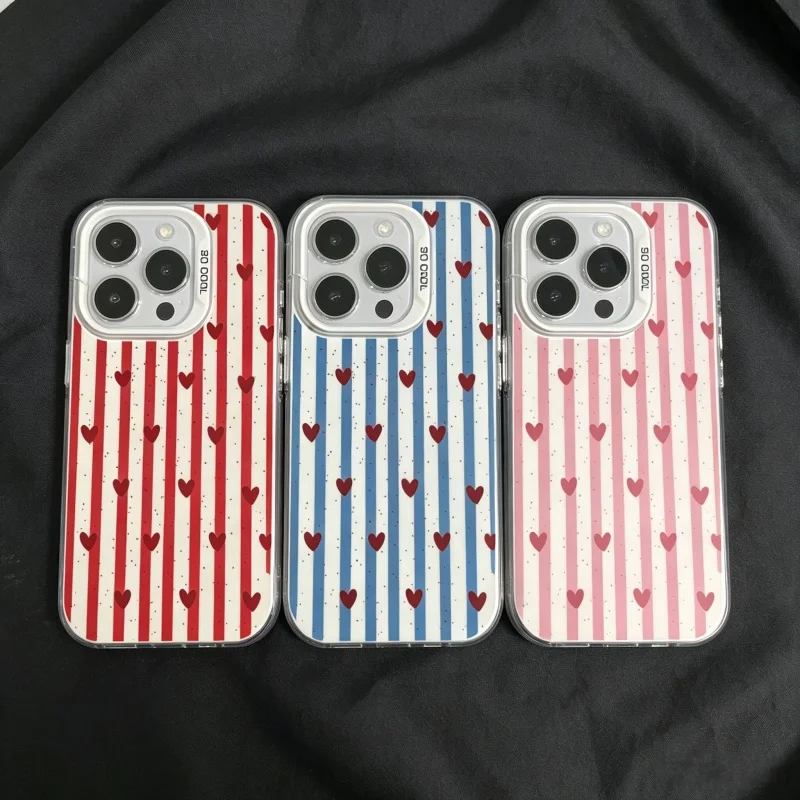 Red Love Heart Striped Phone Case For Huawei Honor 600 400 200 Magic 7 Lite 5G 5 Pro X9D X7D X6D X6C X6B X9B X7B X8A X7A X9A X9 view 2