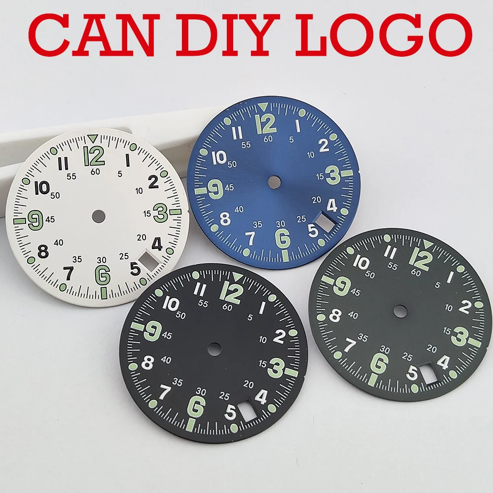 28.5mm NH35 dial New watch dial C3 glow in the-night high quality watch assembly parts can DIY for 3 o 'clock /4.2 crown positio