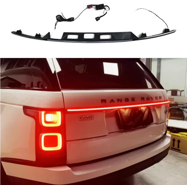 ABS Black Rear Trunk Lid Door Tail Gate Strip Trims LED Light Through Taillight For Land Rover Range Rover Sport Vogue 2013-2022