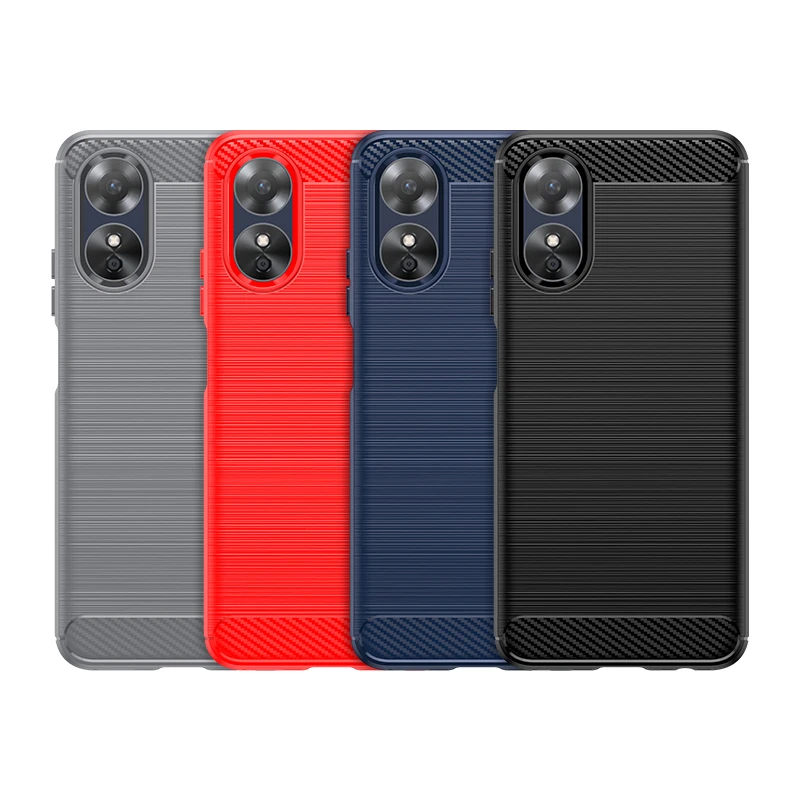 For OPPO A17 Case For OPPO A17 Capas Phone Bumper Back Shockproof Soft TPU Carbon Fiber Case Fundas For OPPO A17 A 17 A17K Cover