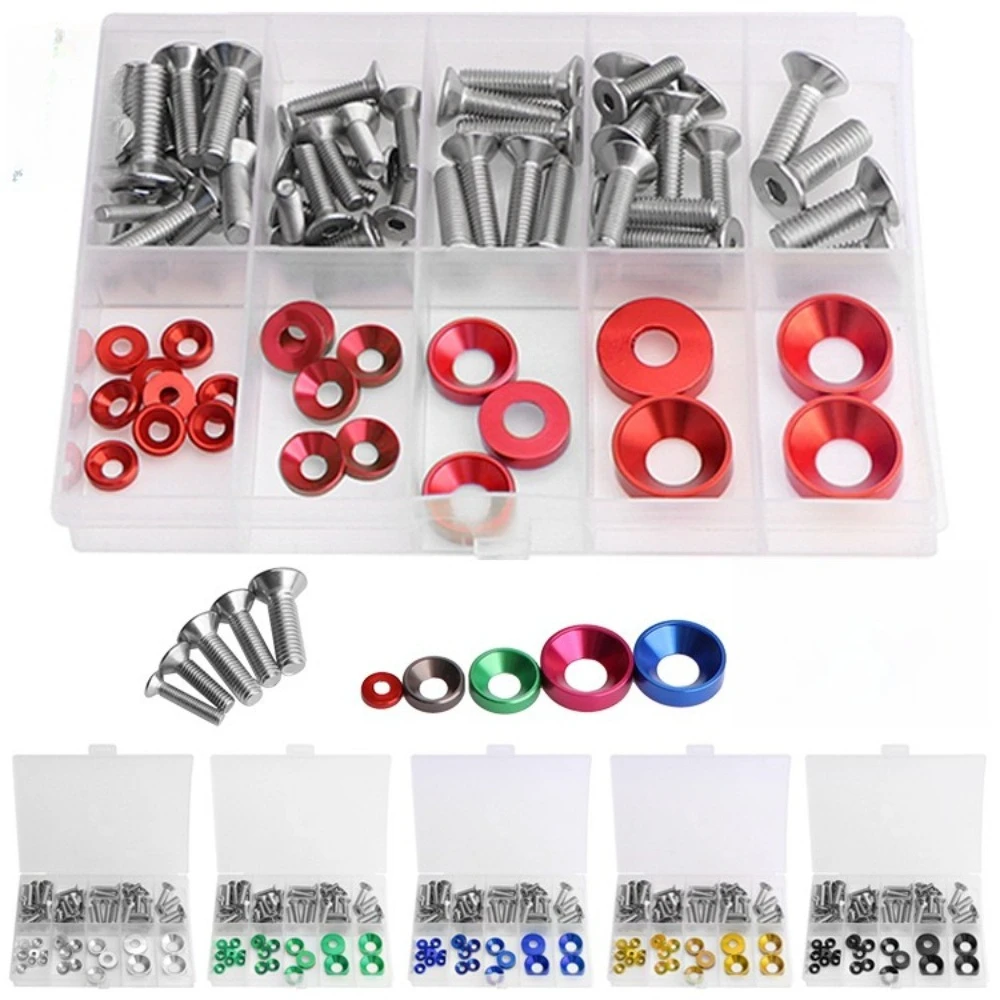 100pcs Colored Aluminum Alloy Gasket Screw Cap Concave Hole Fish-eye Blind Hole Gasket Screws Concave Fisheye Hole Washer Screws