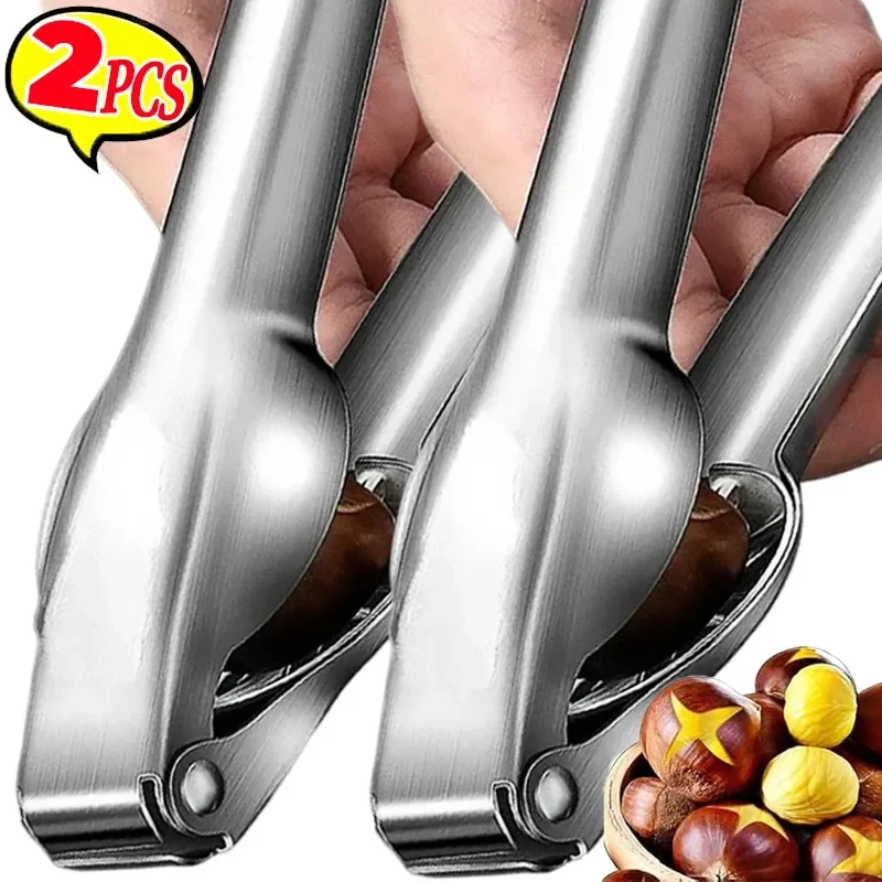 1/2pcs Stainless Steel Chestnut Opener Machine Quick Chestnut Clip Walnut Pliers Cross-Cut Sheath Cutter Sheller Kitchen Gadgets