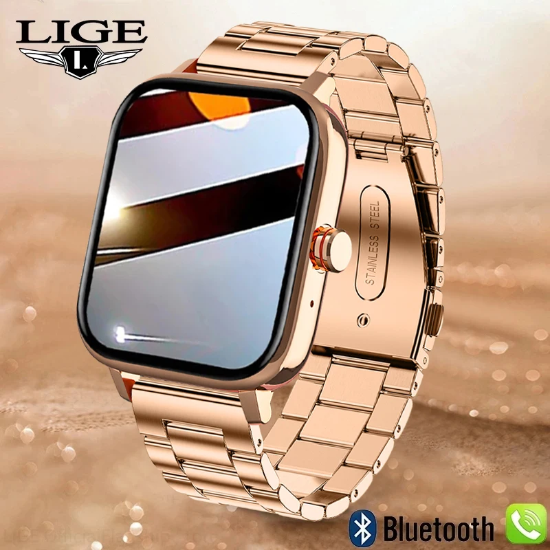 LIGE 2023 Bluetooth Call Smart Watch Men 1.69 Inch Full Touch Sport Fitness Watch Heart Rate Waterproof Men Smartwatch Women+Box