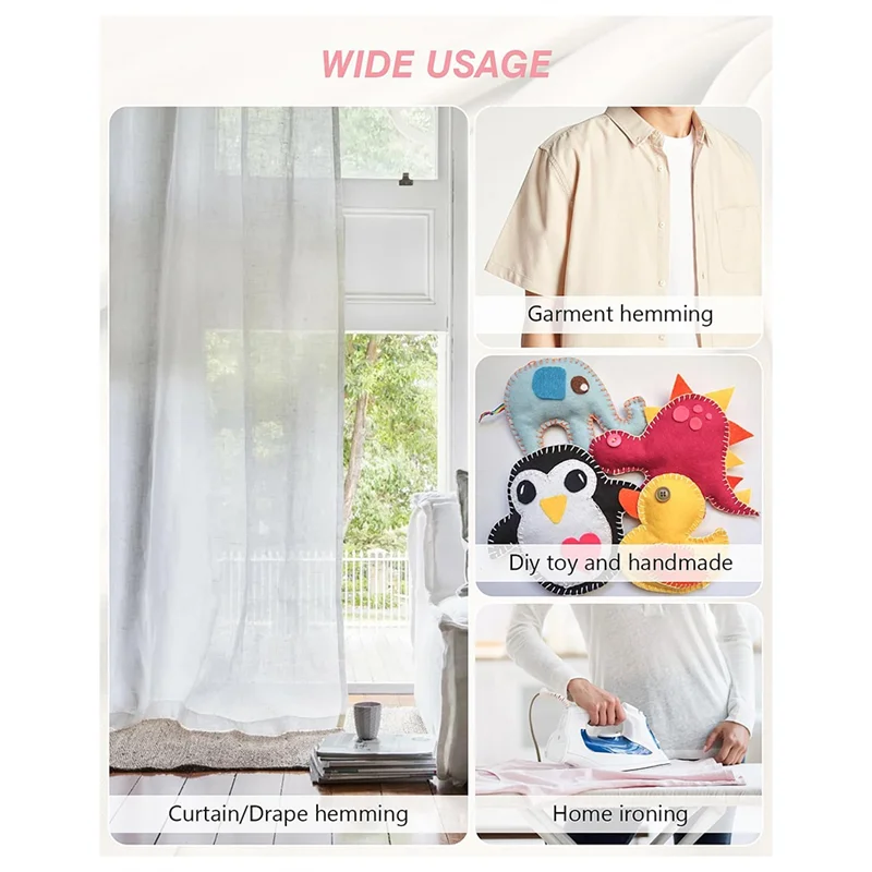 Nastro per orlo ABNO - 3/4 POLLICI X 70 iarde - Adesivo per orlo termoadesivo senza cuciture con forbici e metro a nastro - Per vestiti