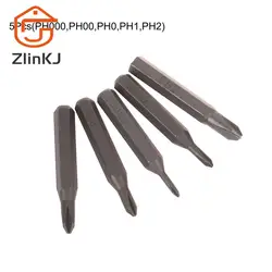 5Pcs Screwdriver Bit H4×28mm Cross Screwdriver Magnetic Bits PH0000 PH000 PH00 PH0 PH1 PH2 4mm Hex Shank Nutdrivers Hand Tools