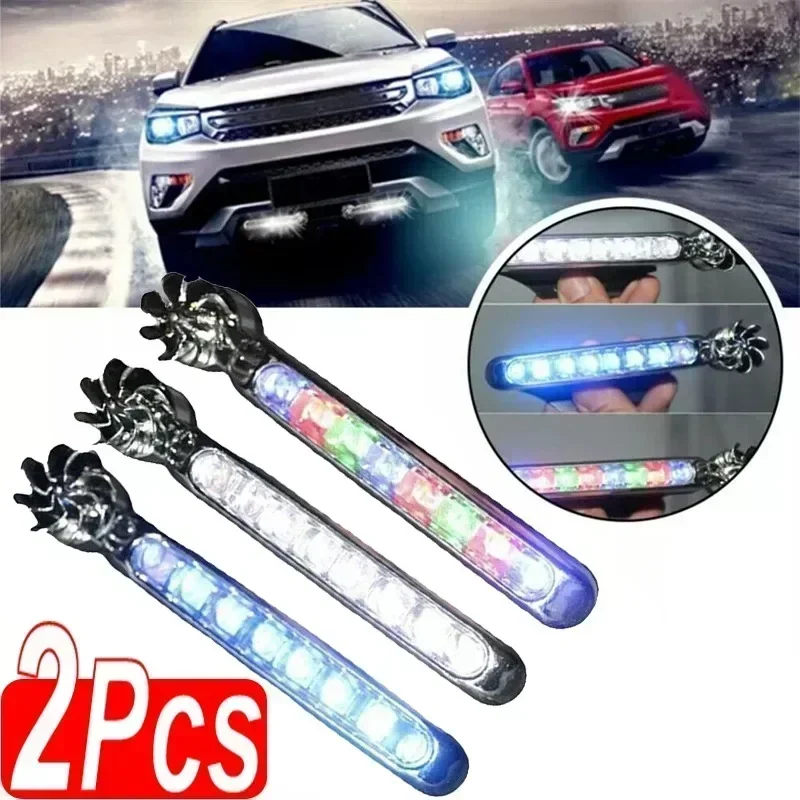 Car LED Daytime Headlight With Wind Powered Fan - 8 LED Rotating Lights In White/Blue For Enhanced Visibility