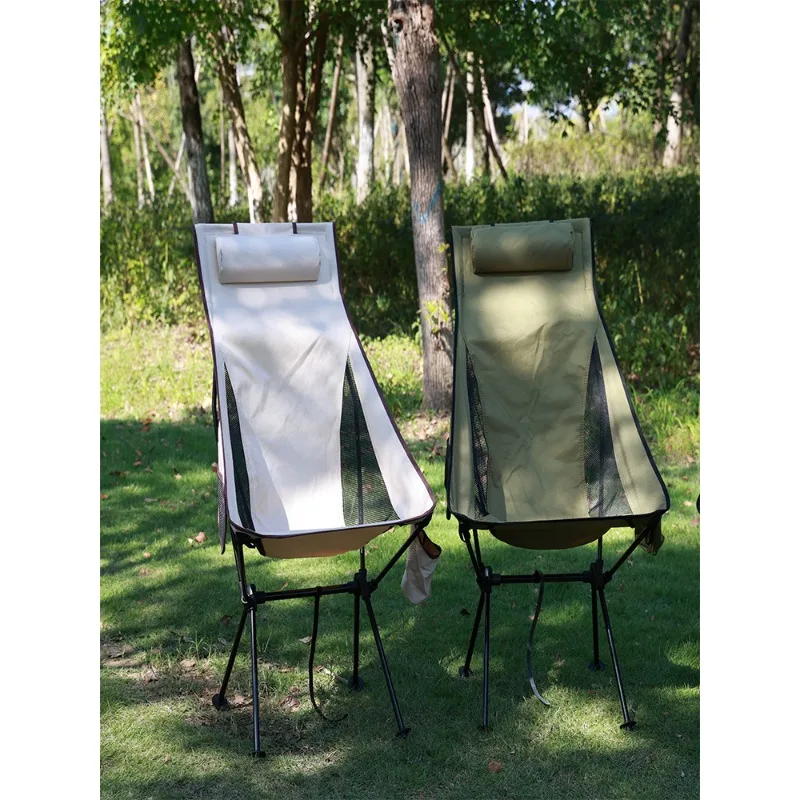 Outdoor Camping High Back Foldable Moon Chair Folding Portable Metal Picnic Chair with Carrying Bag for Camp Travel Beach Hiking