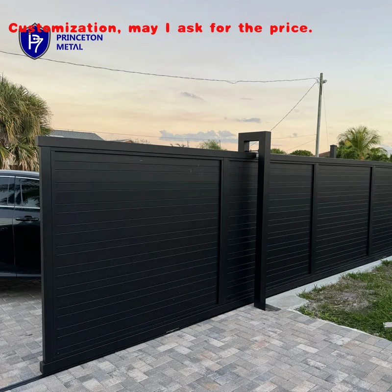 custom.Customized Outdoor No Rust Privacy Metal Garden Fence Panels Front Entrance Swing Door Aluminum Sliding Gate