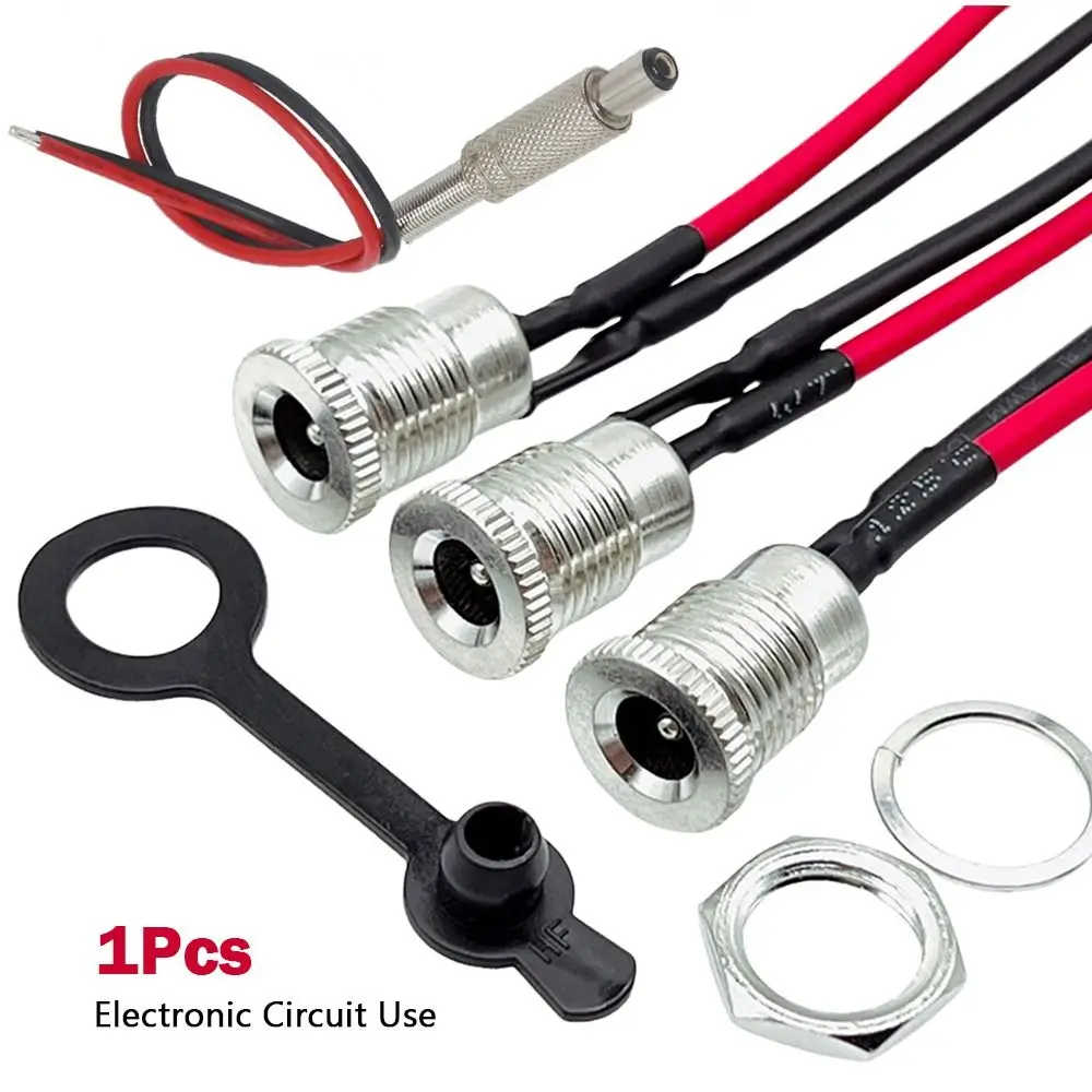 1Pcs DC099 DC Power Jack Socket 20cm 5.5*2.1mm 5.5*2.5mm Female Panel Mount Connector Threaded Structure Male Female Connection