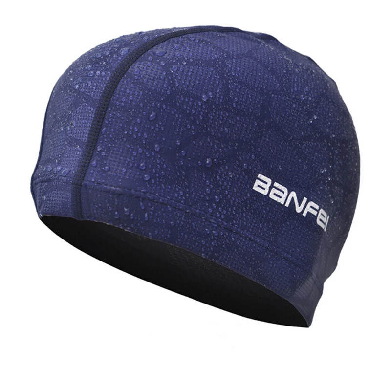 Fabric Swimming Cap Men Women Waterproof Swim Pool Hat Water Sport Protect Ears Long Hair Bathing Caps Plus Size for Adults