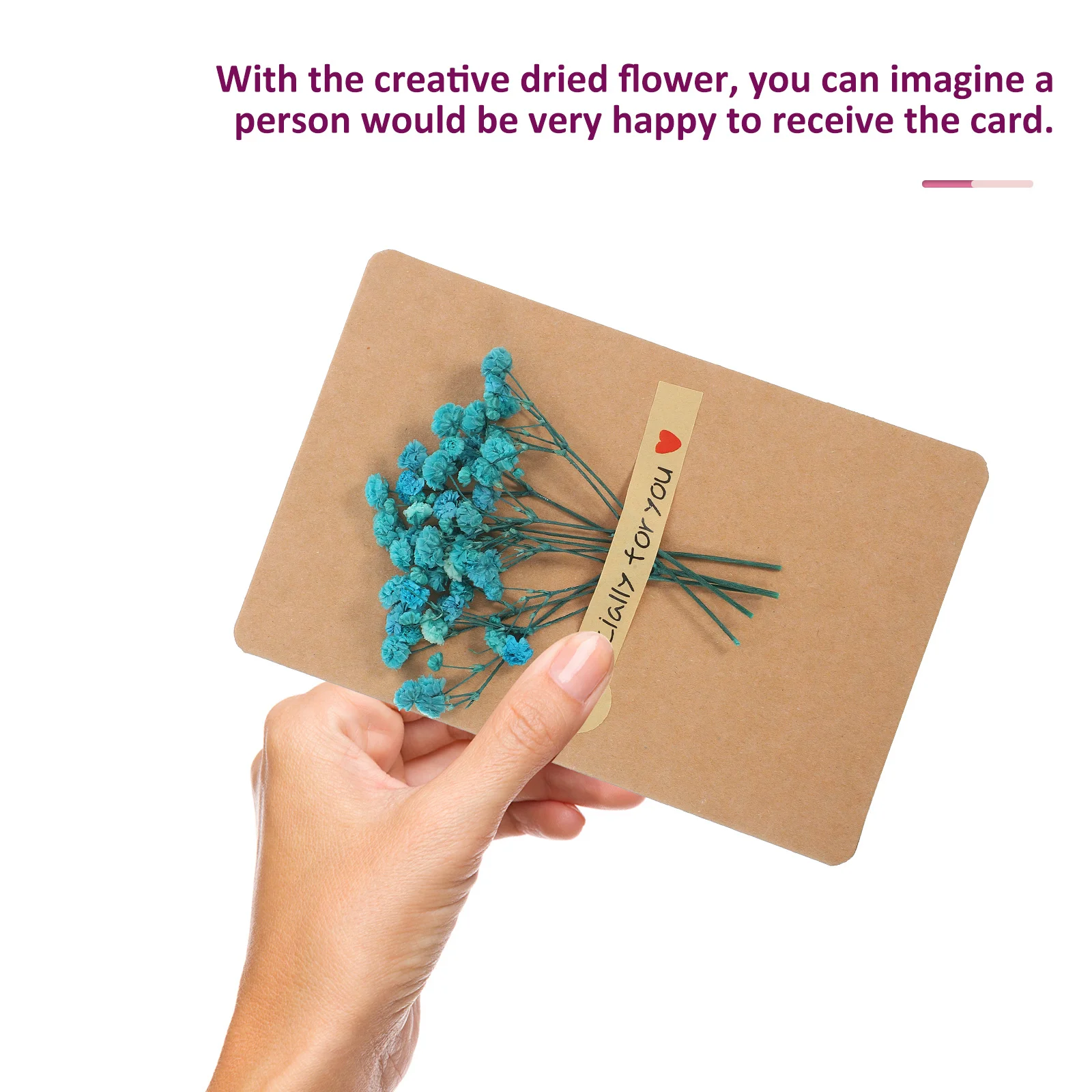 

Up Greeting Card Blue Star Dried Flowers Handmade Wedding Christmas Holiday Invitation Senior Event Craft For Kids