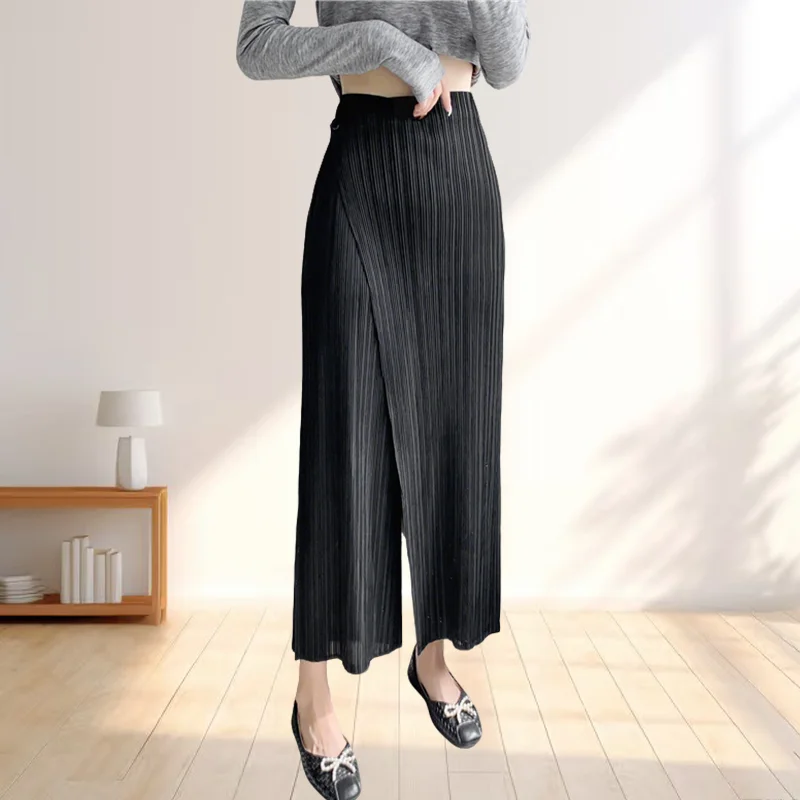 

Miyake, новые летние плиссированные прямые брюки, свободные тонкие повседневные большие эластичные плиссированные брюки, женская одежда без морщин