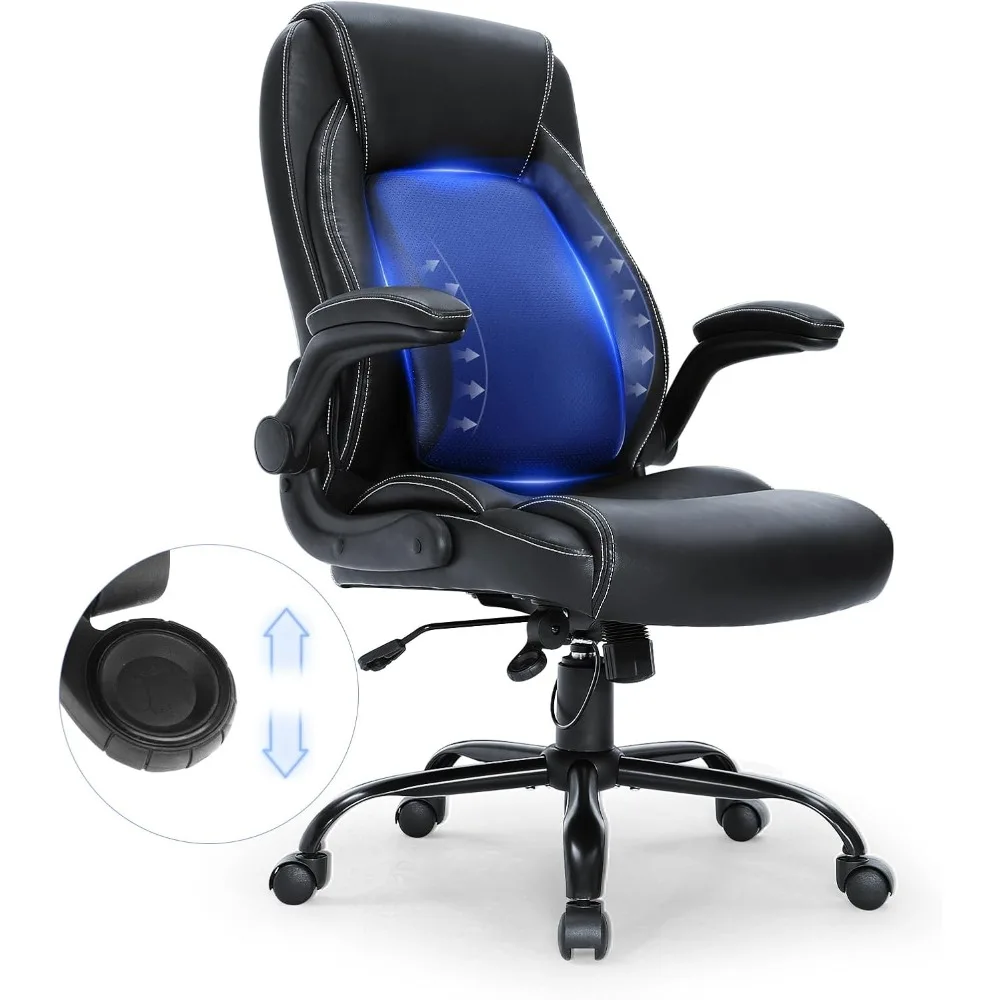 

Executive Office Chair with Cutting-Edge Adjustable Lumbar Support, High Back PU Leather Office Chair Ergonomic for Back Pain