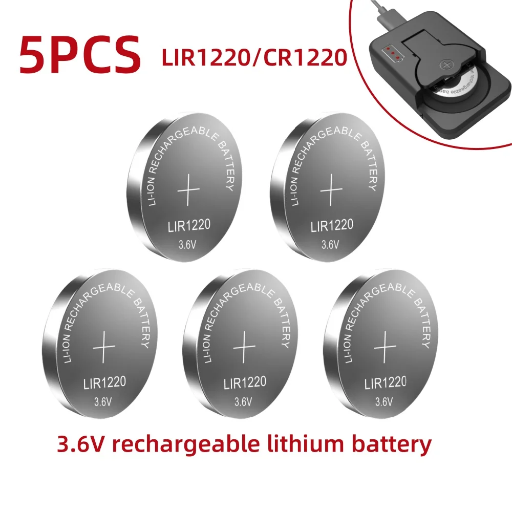 2-50PCS LIR1220 1220 3.6V Lithium Batteries charging Rechargeable Battery Good quality replaceable CR1220