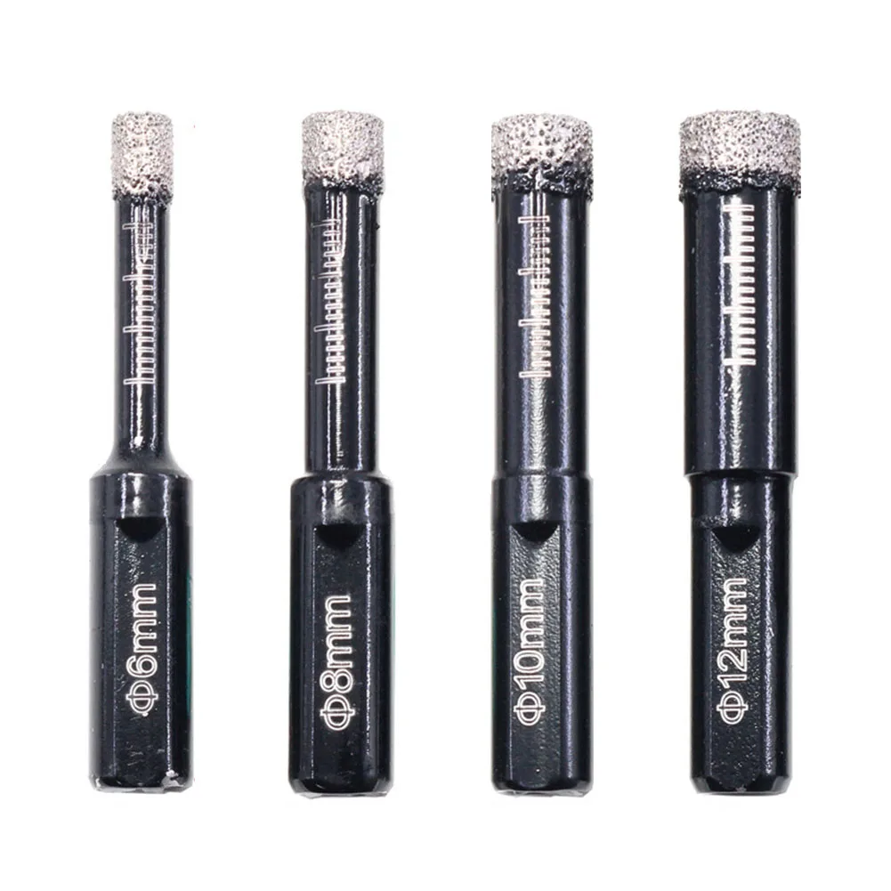 Drill Bit Brazing Hole Opener 4Pcs Set Ceramic Concrete Drilling Bits Drilling Granite Tile Triangular Shank Dry Ceramic Tile