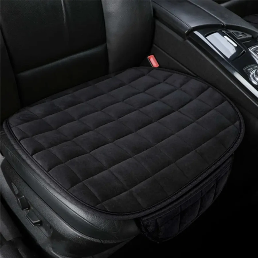 1pc New single piece backless plush car seat cushion for all seasons, non-slip and free of binding - square