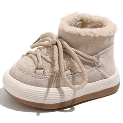 Scarpe invernali in cotone per bambini stivali da neve antiscivolo con suola morbida scarpe da passeggio calde in peluche scarpe Casual per bambini di moda