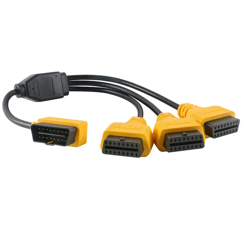 Car OBD Extension Cable Splitter: 1-to-3 Adapter, OBD2 Connector, 16-Pin, 16-Core Expander