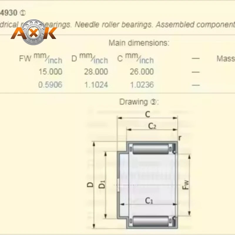 F-214930 16X28X26mm Cuscinetto per automobile per Benz Cuscinetto Guida frizione automobilistica Cuscinetti a rullini YC1R-7600-AA