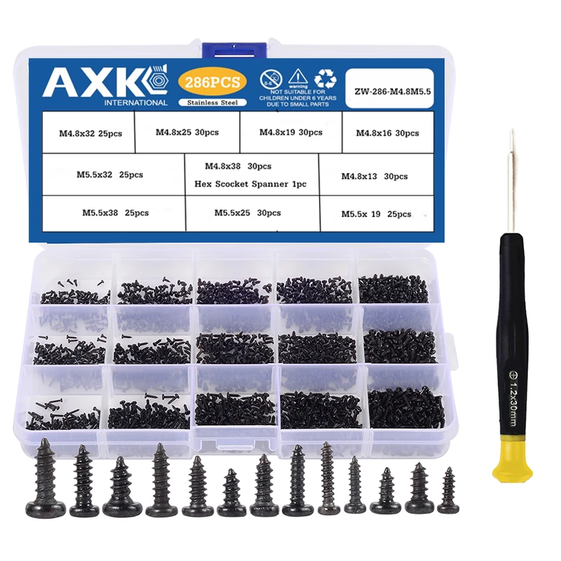 

1800pcs/set Glasses Phone Screws Pan Round Head Tapping Screw Set M1 M1.2 M1.4 M1.5 M1.7 Phillips Electric Small Mini Screw Kit