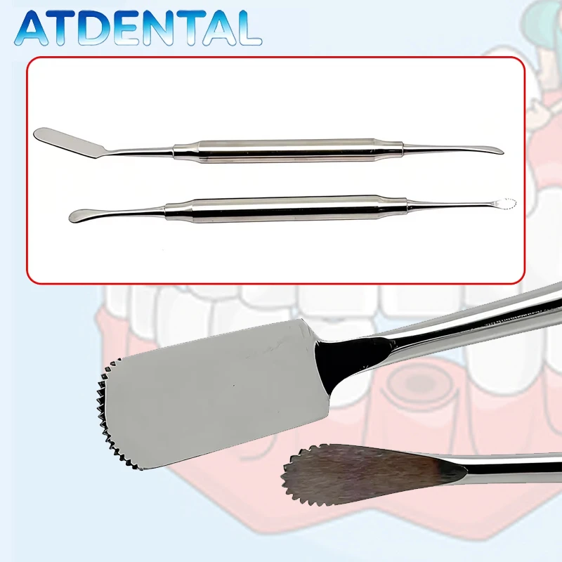 

2pcs Serrated Tip Elevator, Double Ends Dental Periosteal Retractor for Implant Reflecting & Separator Surgery Tool