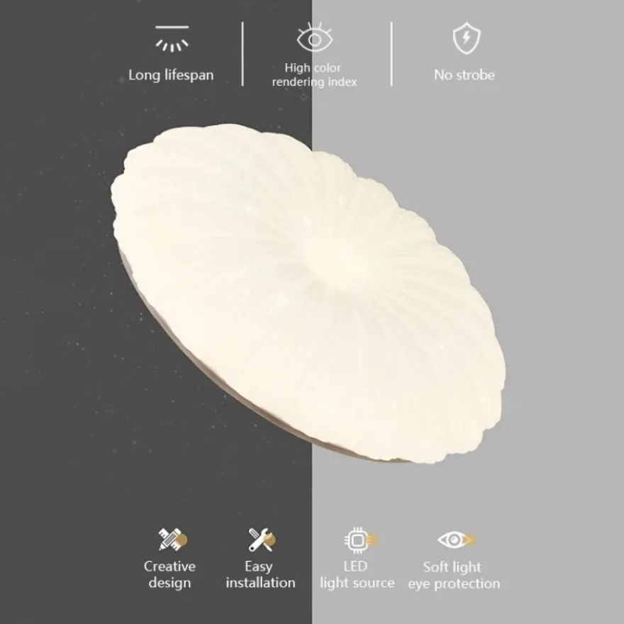 LED Ceiling Light Simple Circular Creative Shell Decoration Light Dining Room Living Room Bedroom Indoor Home Lighting Fixtures