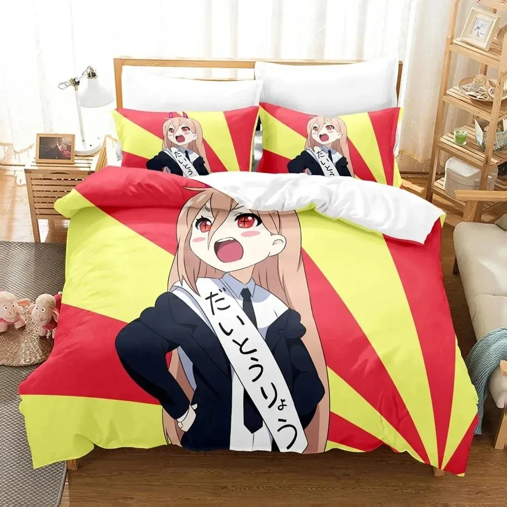 3D Print Anime Chainsaw Man Makima Bedding Set Double Twin King Duvet Cover Comforter Pillowcase Boys Girls Adults Bedroom