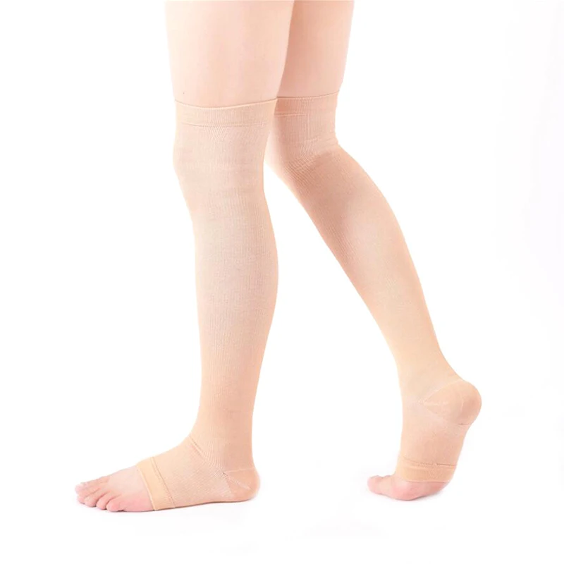 Open-Toe Knee-High Compression Stockings, 2-Piece Set
