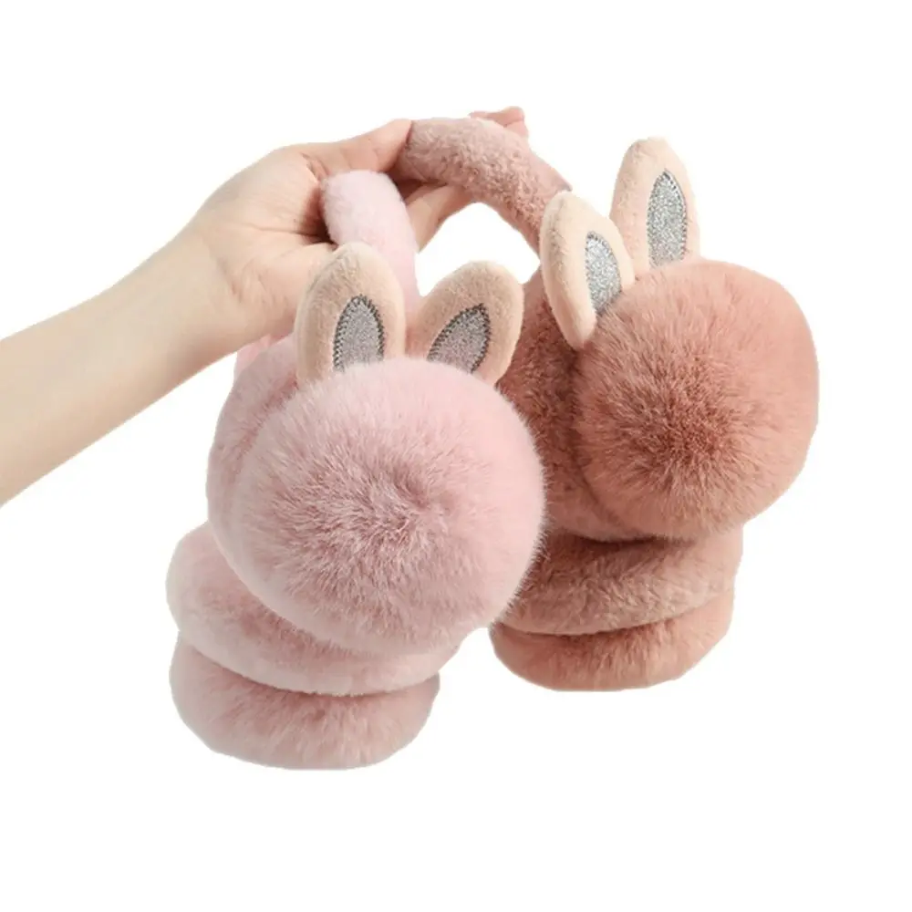 

Winter Warm Soft Plush Earmuffs Cold Protection Faux Fur Folding Ear Warmer Rabbit Ear Ear-Muffs Women Men Accessories