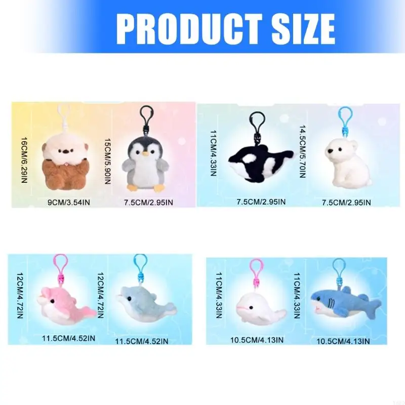 Y88D Đáng Yêu Động Vật Biển Sang Trọng Móc Khóa Dành Cho Sinh Viên Văn Phòng Giảm Căng Thẳng Học Mặt Dây Chuyền Nữ Ví Trang