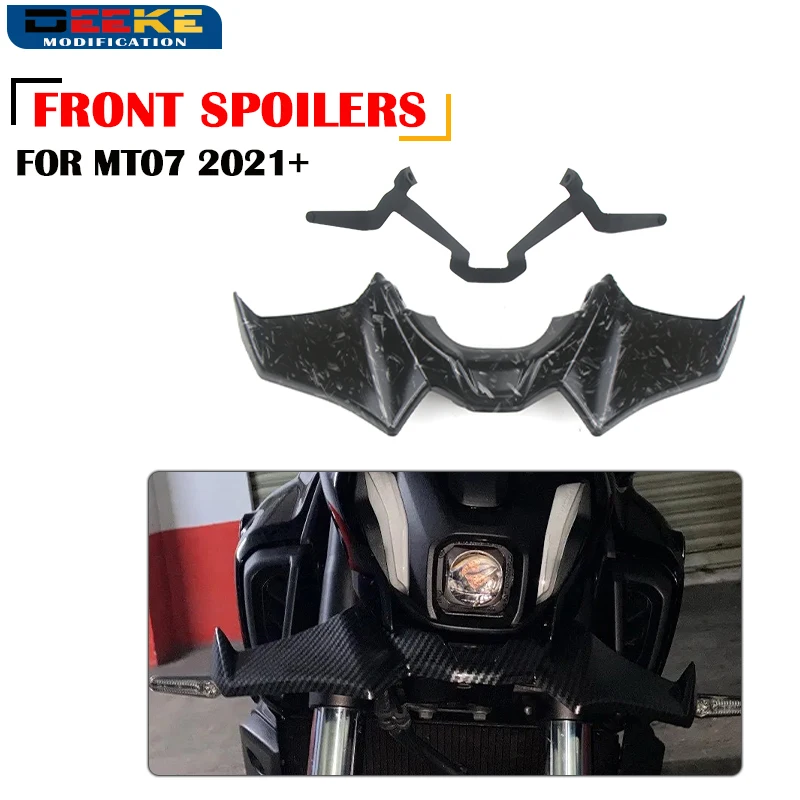 Motorcycle Accessories Black Naked Front Downforce Spoiler Winglet Aerodynamic Wing Kit Spoiler For YAMAHA MT 07 2021 2022 2023