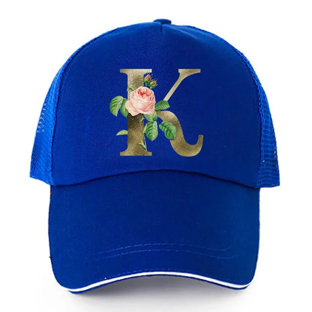 Fashion Golden Flower Letter Baseball Cap Women Men Breathable Hip Hop Hats Summer Casual Mesh Caps Unisex Cotton Snapback Caps 6