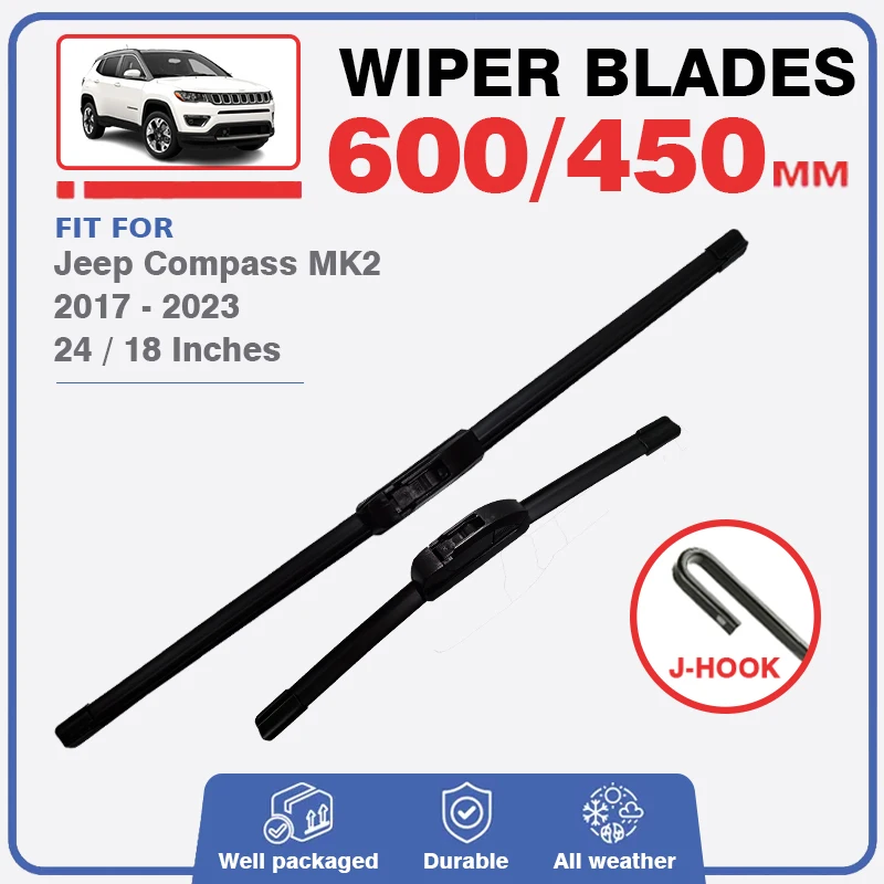 Front Wiper Blades For Jeep Compass 2017 - 2023 MK2 2nd Windscreen Windshield Brushes Accessories 2018 2019 2020 2021 2022 Auto