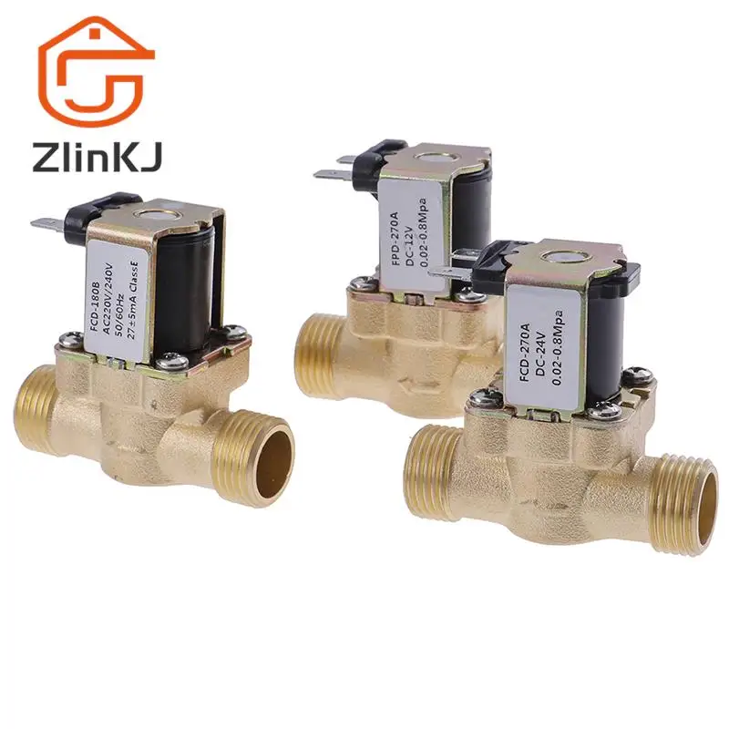ขายร้อน 1 PC G1/2 ''ทองเหลืองไฟฟ้า Solenoid วาล์ว DC 12V 24V AC 220V สำหรับเครื่องทำน้ำอุ่นพลังงานแสงอาทิตย์
