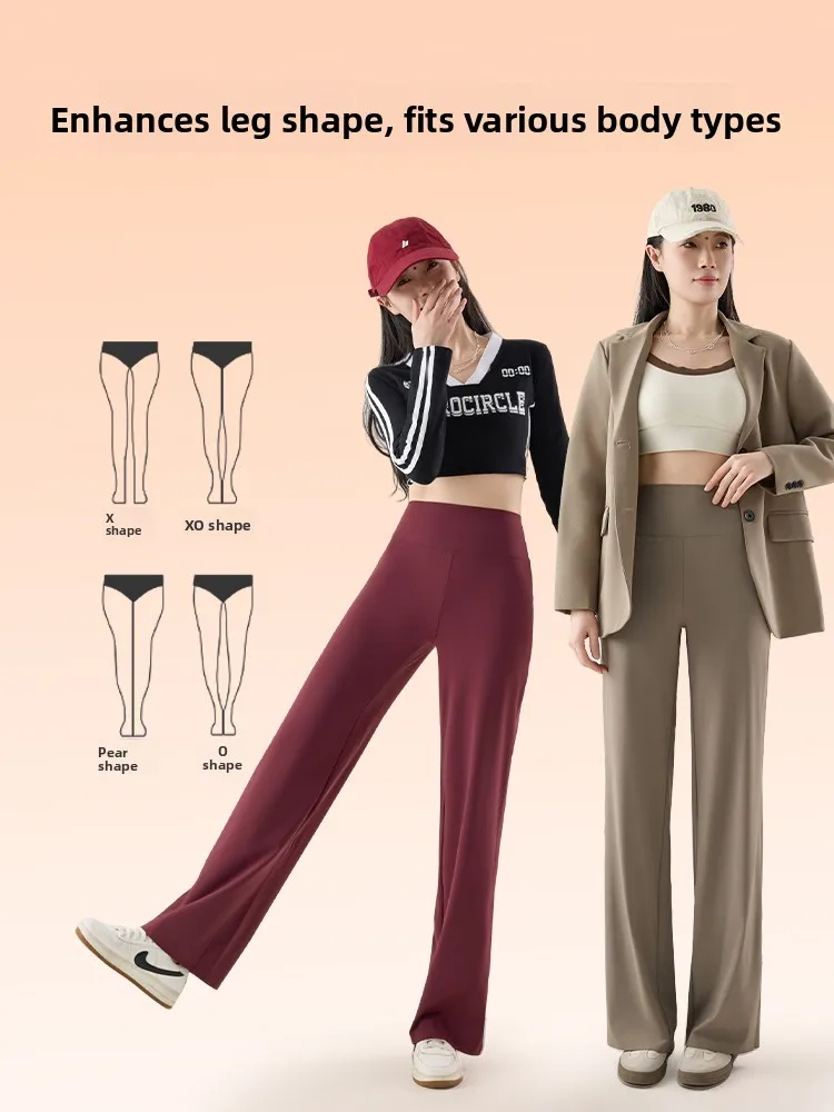 Cintura alta perna reta calças de yoga outerwear feminino arcaskin calças compridas casual cintura alta levantamento de bunda regular fino