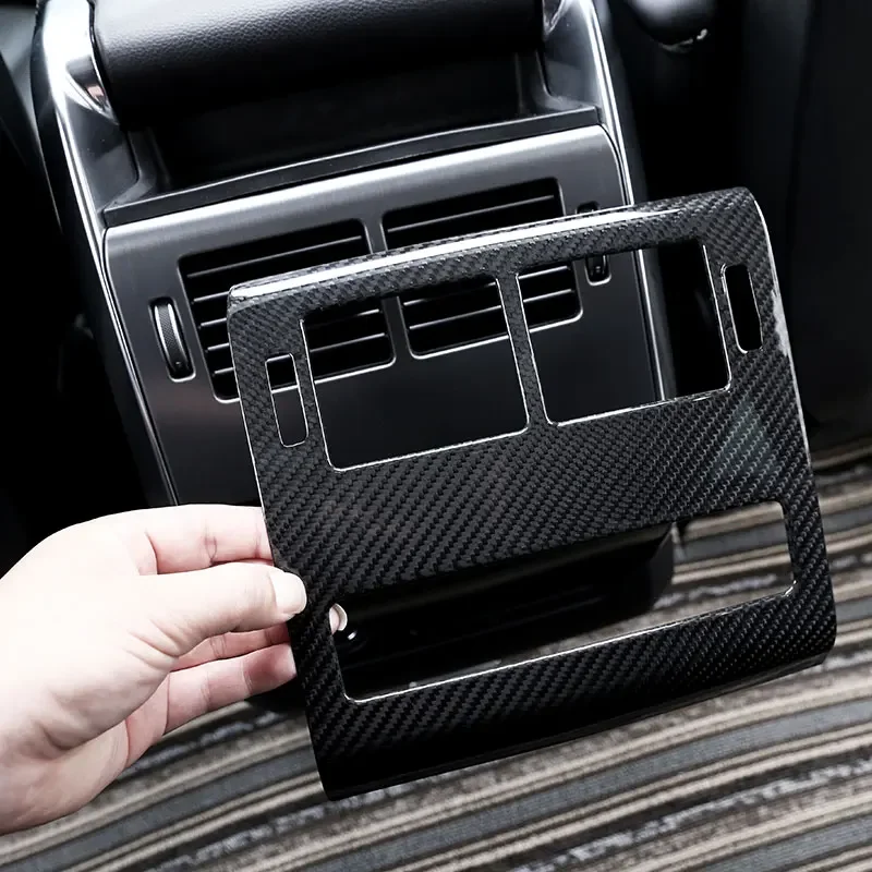 

For Land Rover Range Rover Sport 2014-2017 Real Carbon Fiber Car Rear Row AC Outlet Frame Cover Trim Sticker Car Accessories