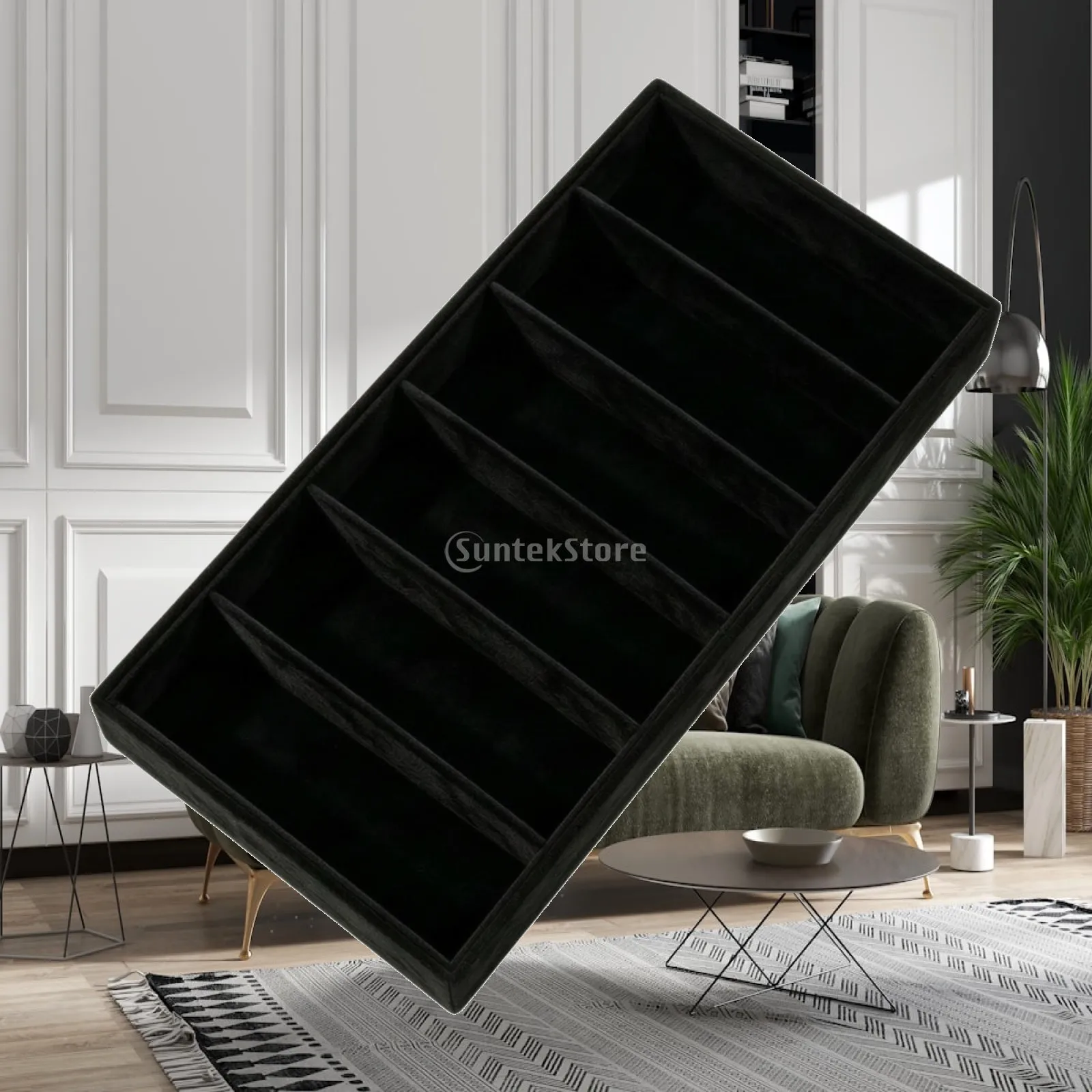 Sunglasses Display Organizer with 6 Compartments Velvet Sunglasses Organizer with 6 Slots Sunglass Tray Safeguarding Easy To