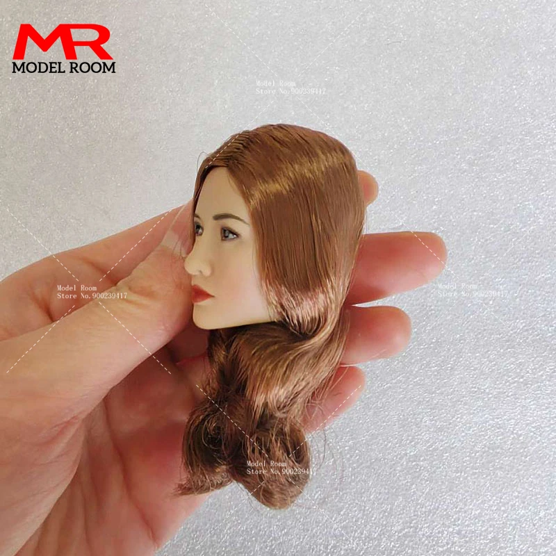 1/6 Scale Asian Beauty Head Sculpt Brown Long Hair Head Carving Model Fit 12\'\' Soldier Suntan Action Figure Body Dolls