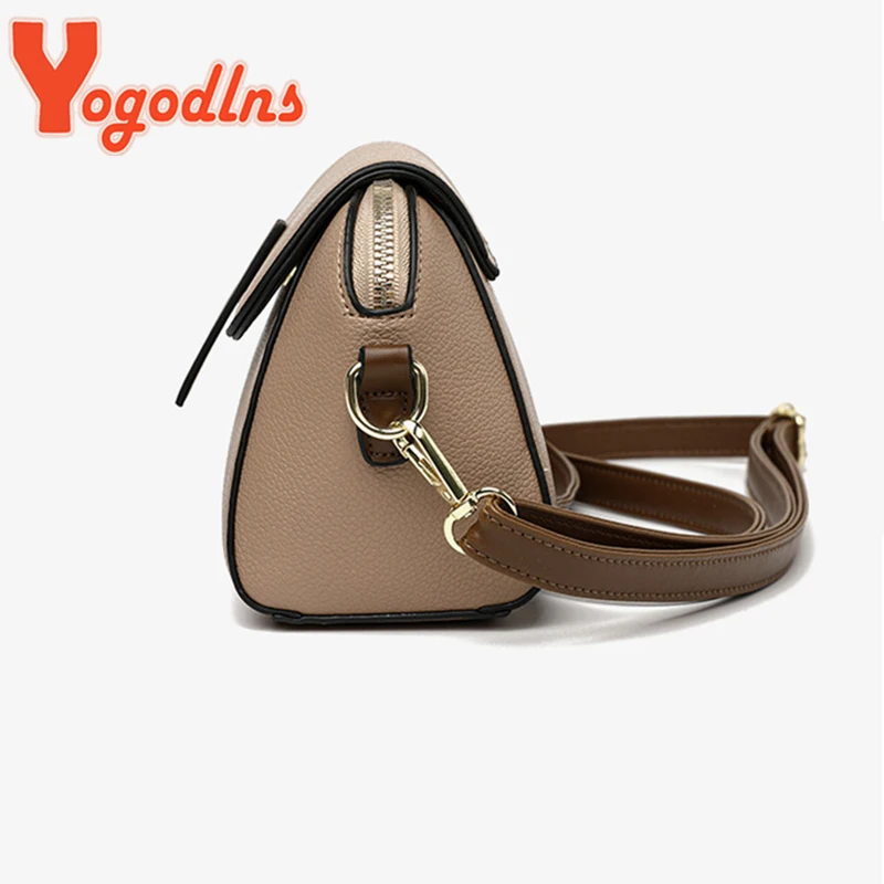 Yogodlns Luxury PU Leather Shoulder Bag For Women Solid Color Flap Crossbody Bag Fashion Brands Messenger Bag Shopping Purse