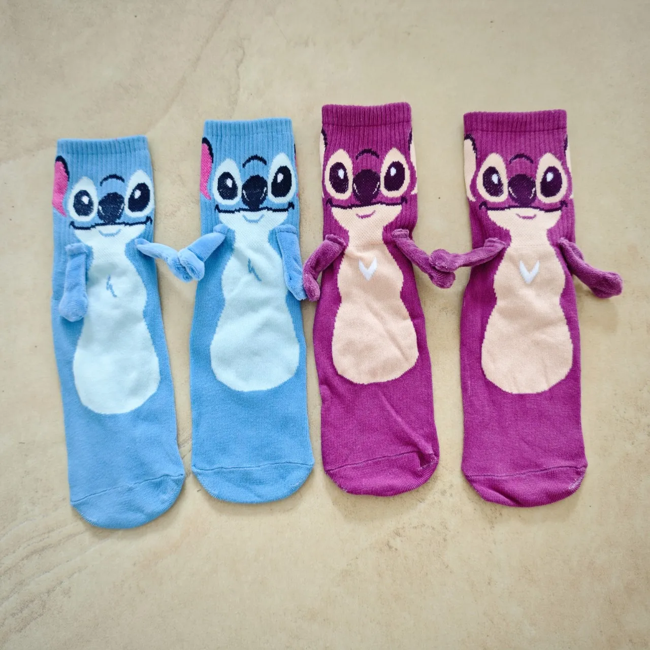 

New Creative Cartoon Stitch Socks Anime Kawaii Hellokitty Straight Pile Socks For Girls Japanese-Style Hand-Holding Socks
