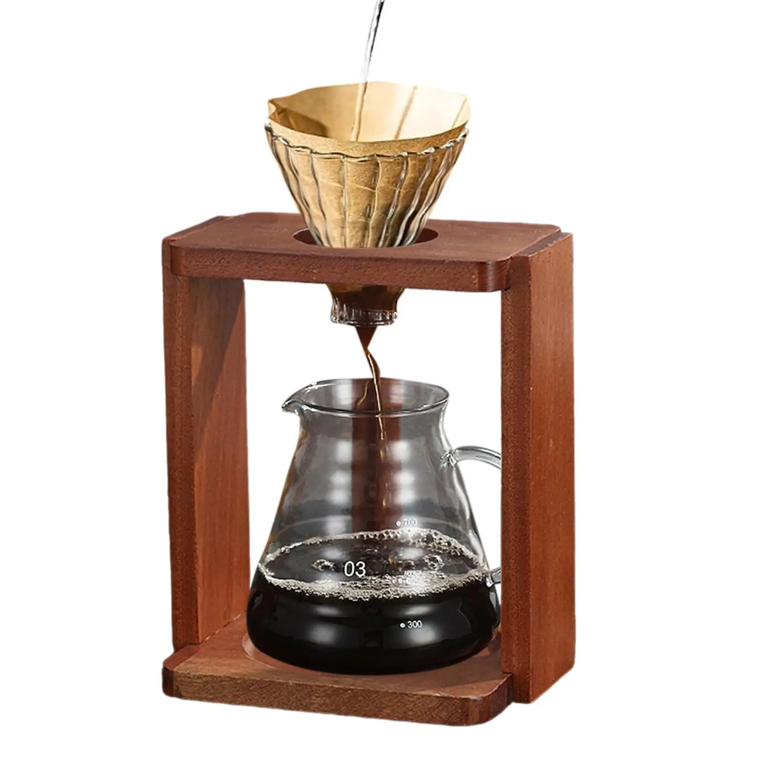 Pour over Coffee Dripper Rack Coffee Tray Holder Wooden Retro Compact Sturdy Coffee Filter Tray Shelf for Dorm Home Tea House