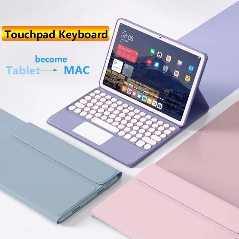 

Для Lenovo Tab P12 12,7 2023 M11 11 2024 P11 Pro 12,7 M10 Plus 3rd 10,6 Магнитный чехол трекпад клавиатура круглый чехол