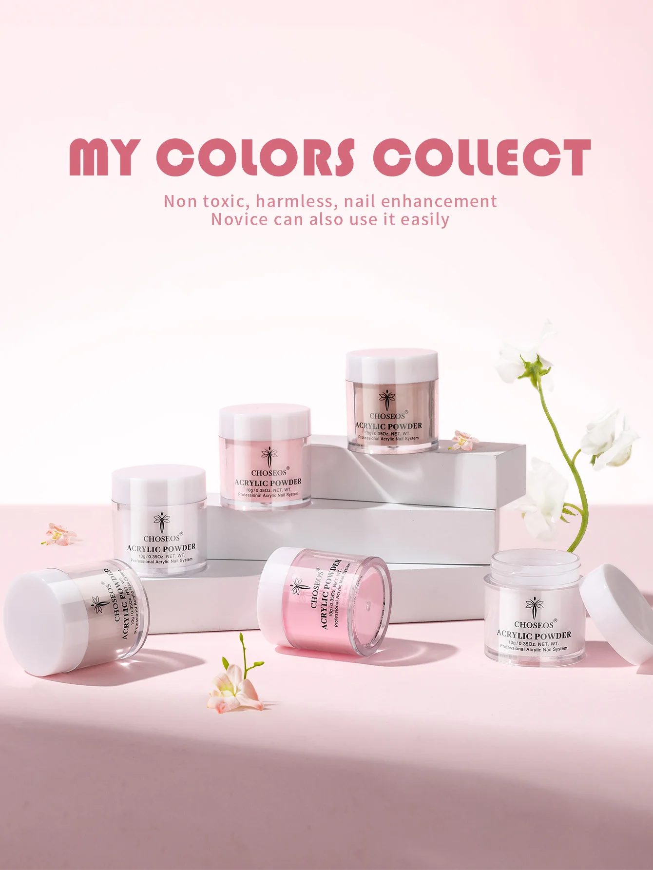 6-color acrylic nail powder set, nail art DIY art design, nail art 3D nail sculpture French nail extension, gift for women