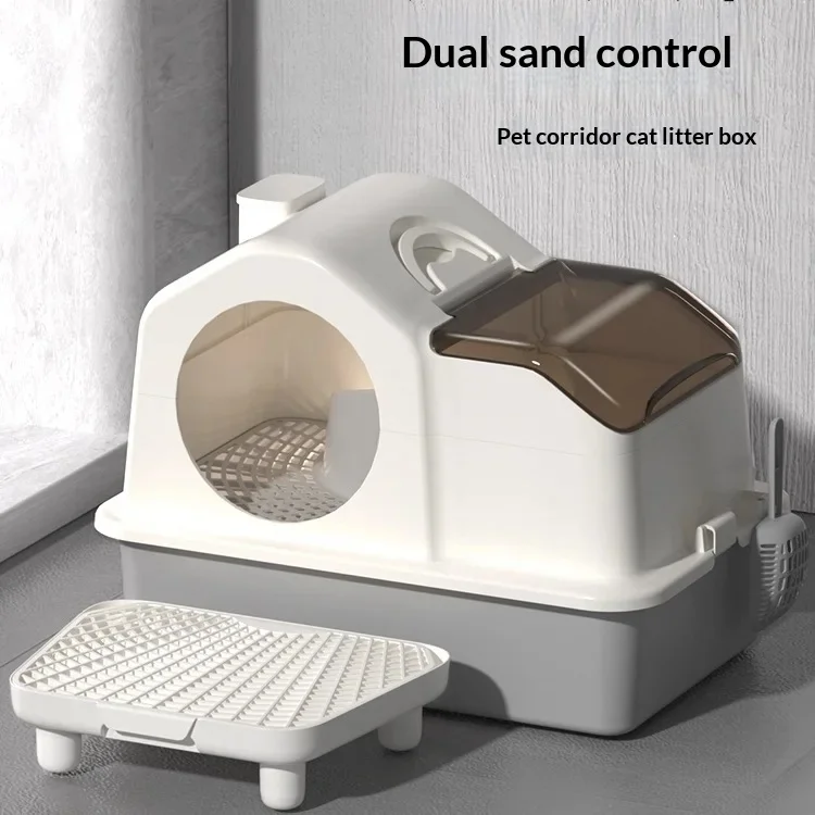 

New Extra Large Fully Enclosed Corridor Cat Litter Box, Odor Control Anti-Splash Kitty Tray, Removable Easy Clean for Indoor Cat