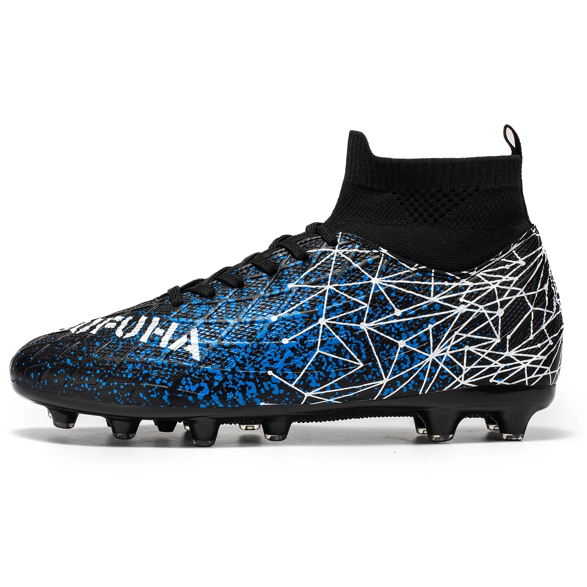 AG FG Long Studs Soccer Shoes PU Fabric Blend Upper TPU Tough Sole Strong Grip Wear Resistant for Men Women Youth Matches