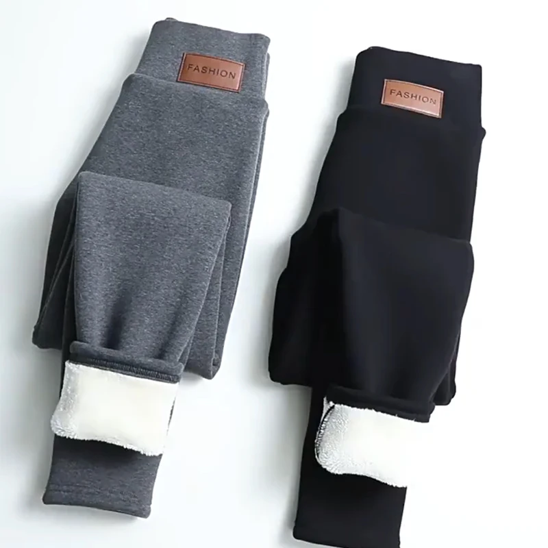 Thicken Tights Ventilation Fashion Pants High Waist Solid Tights Soft Plush Fleece Lined Elasticity Pants Daily Commute Outfits