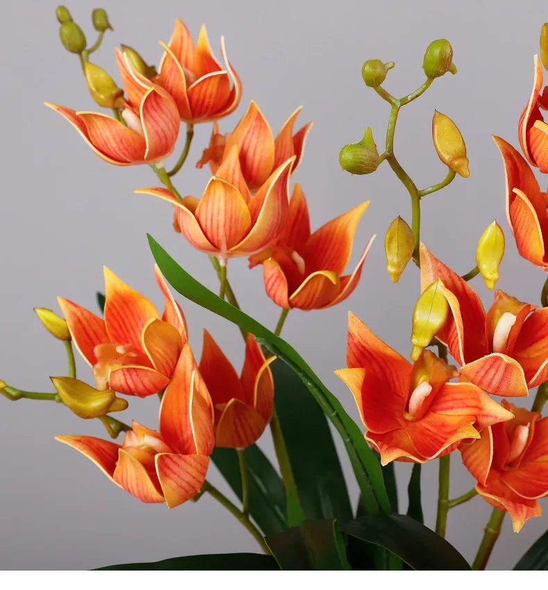 1/2 Stück Hotel-Dekorations-Kunstblume Magpie Orchid, Kunststoff, lila Blume, Hallendekoration, Simulations-Cymbidium, Kunstblumen – Detail 14